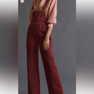 Anthropologie Pilcro Relaxed Floral Corduroy Overalls size 25